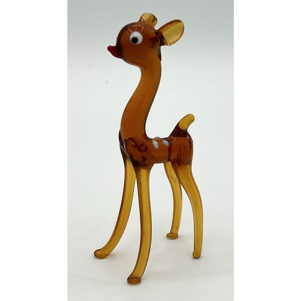 Vintage Unique Blown Glass Brown Reindeer 4.25" Tall SKU PB197